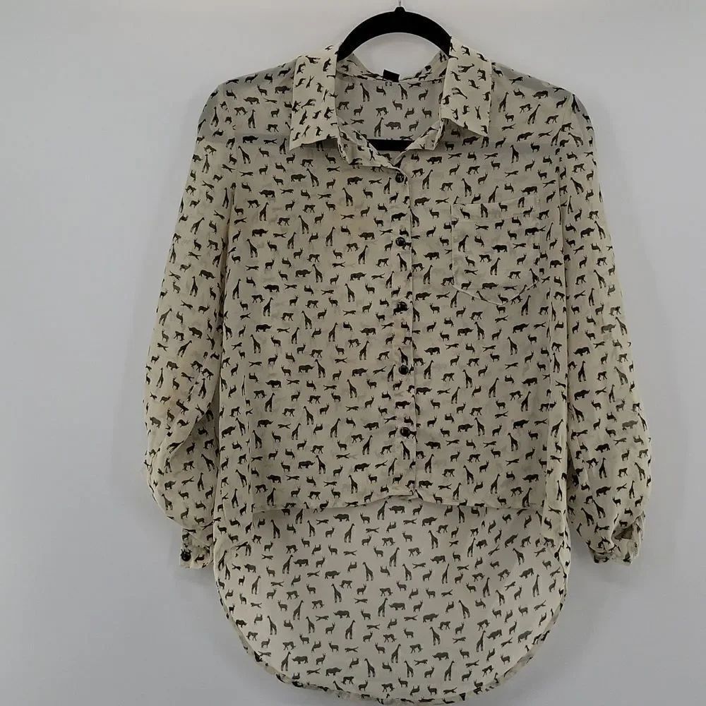 3 For $20 Sweet Rain Cream w/ Black animal prints size S